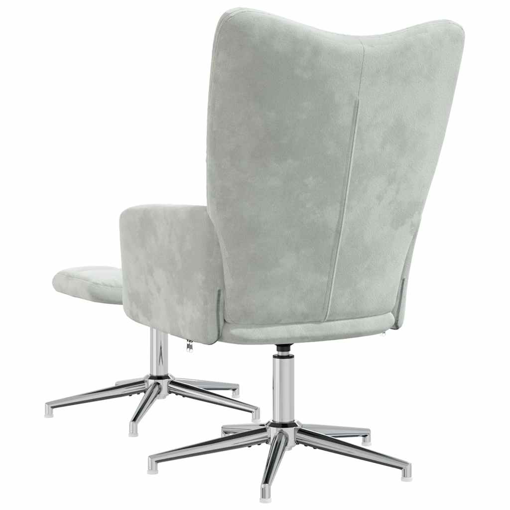 Chaise de relaxation avec tabouret Gris clair Velours - XIOS