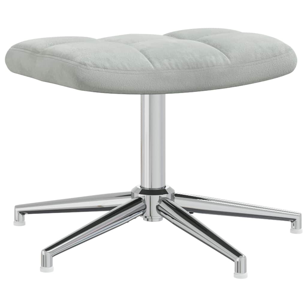 Chaise de relaxation avec tabouret Gris clair Velours - XIOS