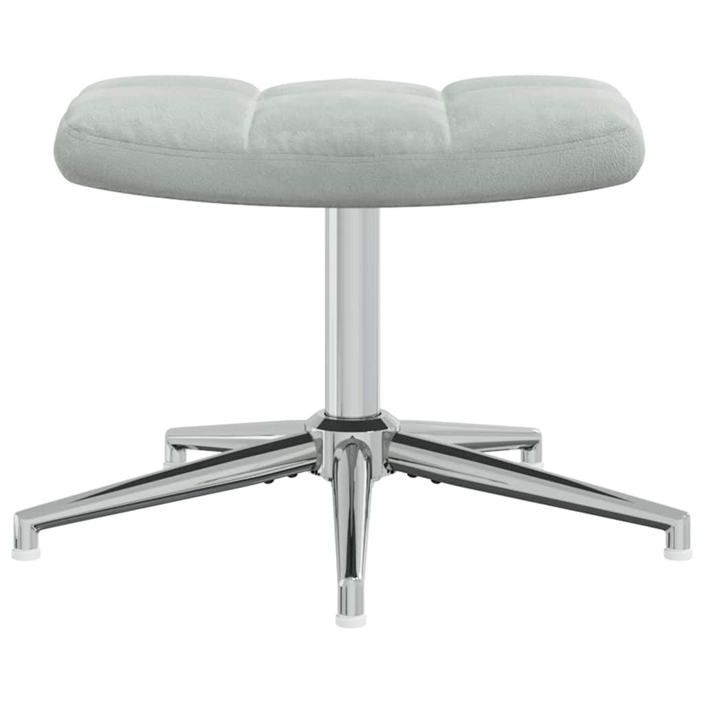 Chaise de relaxation avec tabouret Gris clair Velours - XIOS