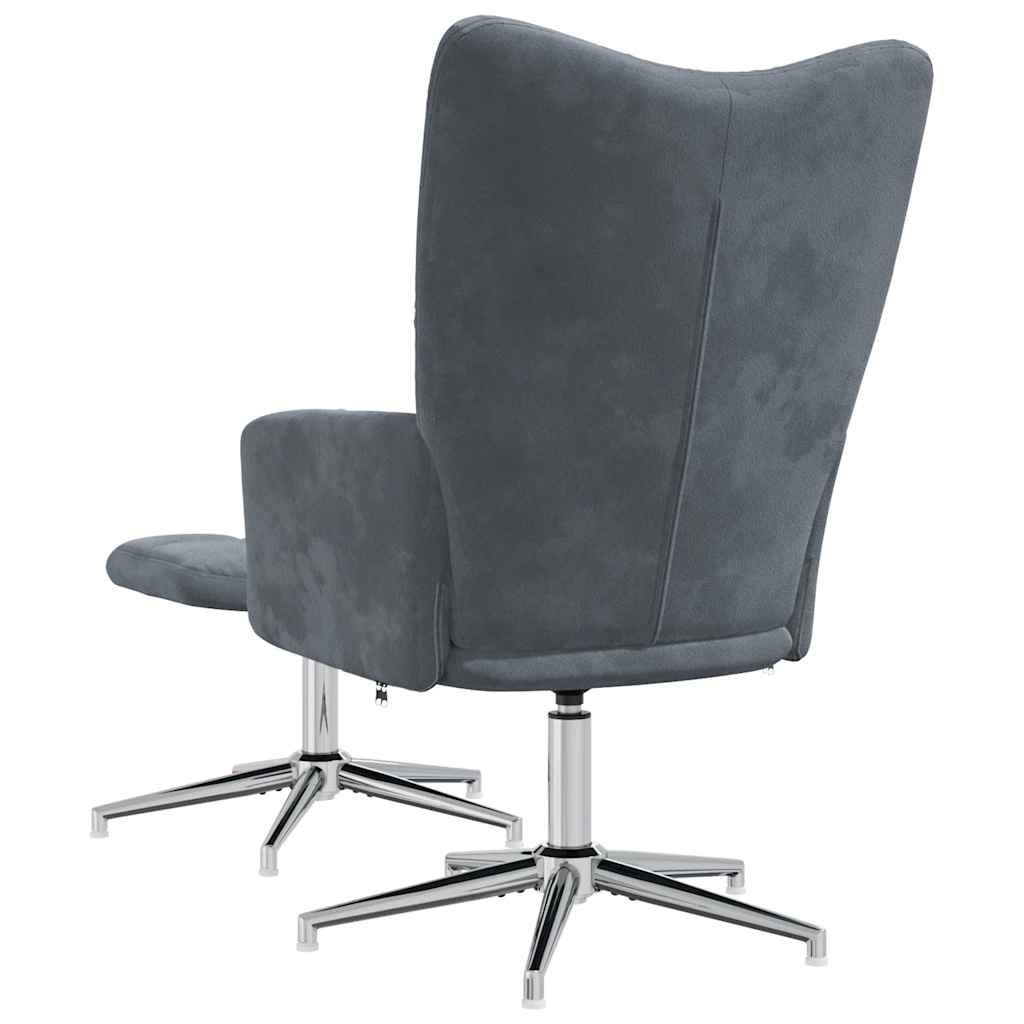 Chaise de relaxation avec tabouret Gris foncé Velours - XIOS