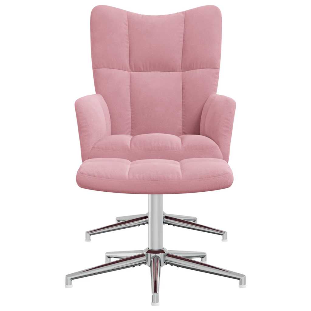 Chaise de relaxation avec tabouret Rose Velours - XIOS