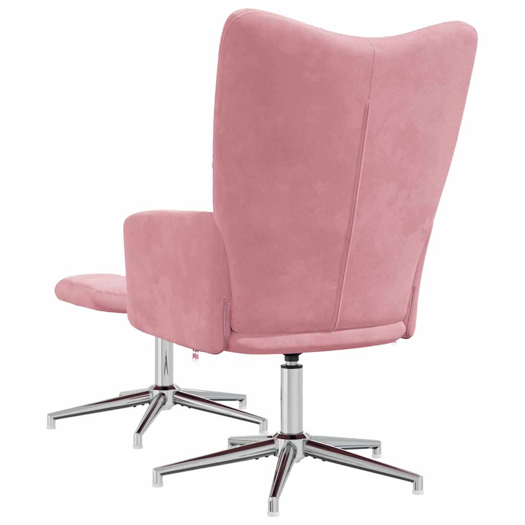 Chaise de relaxation avec tabouret Rose Velours - XIOS