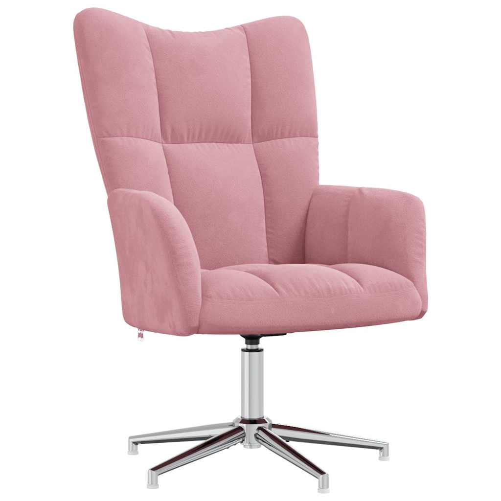 Chaise de relaxation avec tabouret Rose Velours - XIOS