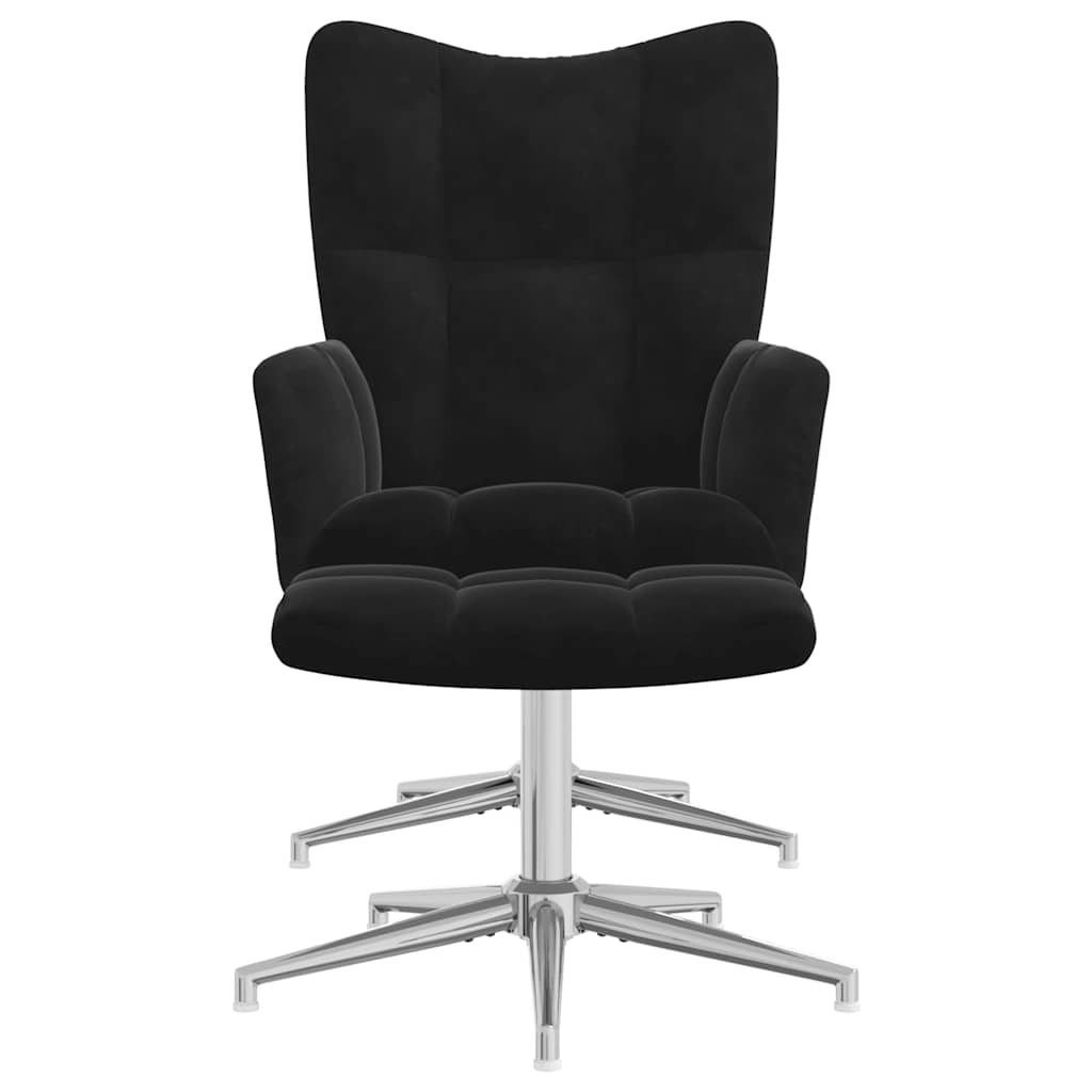 Chaise de relaxation avec tabouret Noir Velours - XIOS