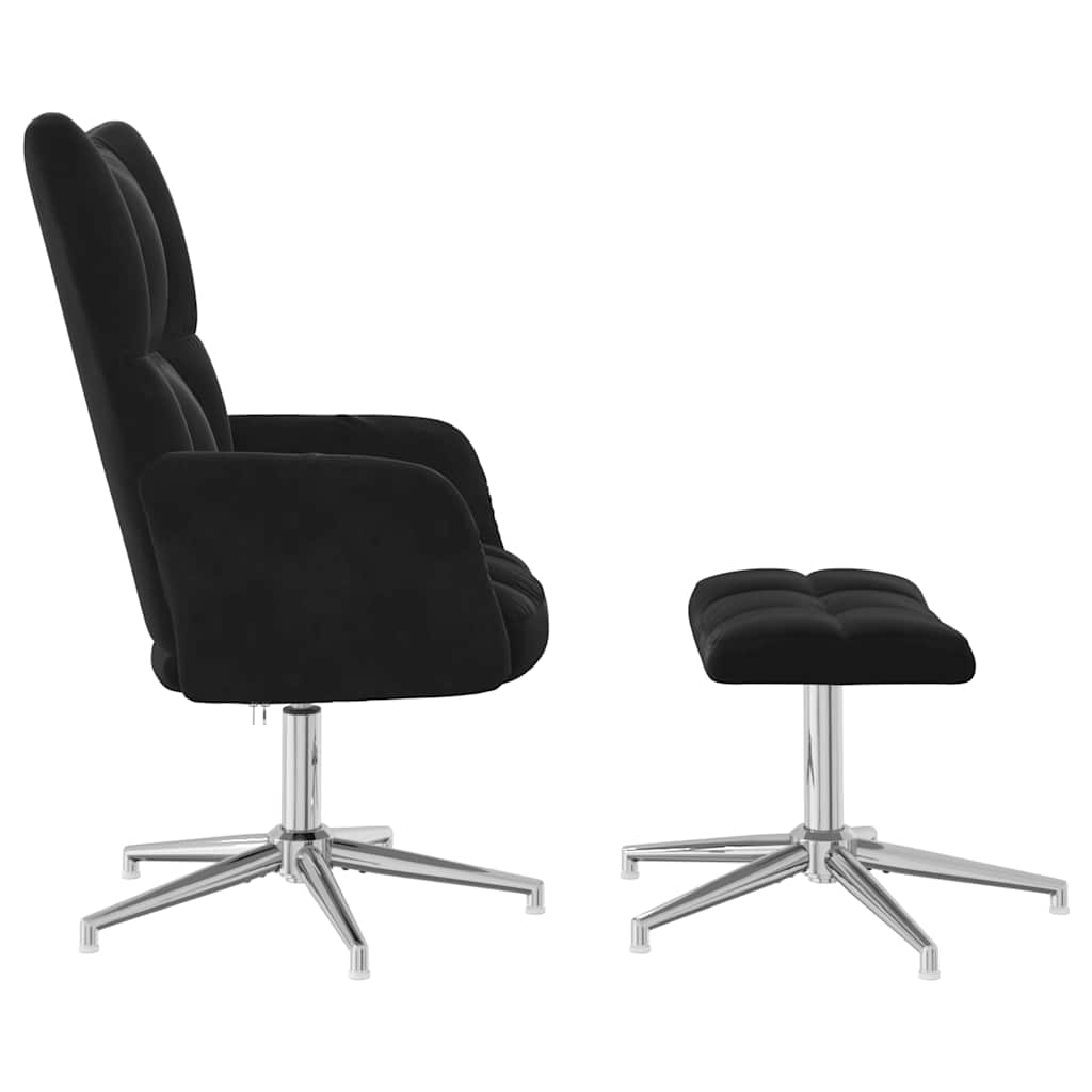 Chaise de relaxation avec tabouret Noir Velours - XIOS