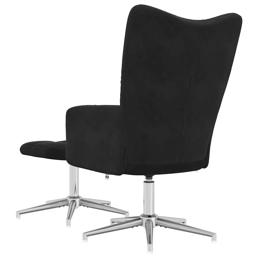 Chaise de relaxation avec tabouret Noir Velours - XIOS