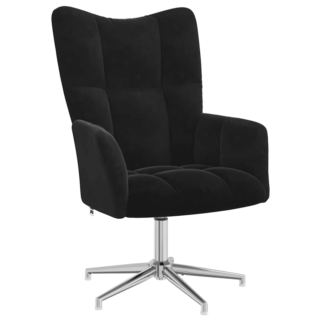 Chaise de relaxation avec tabouret Noir Velours - XIOS