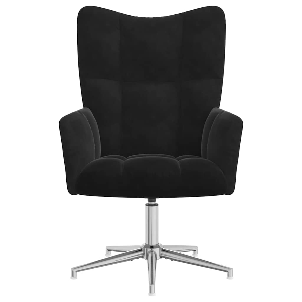 Chaise de relaxation avec tabouret Noir Velours - XIOS