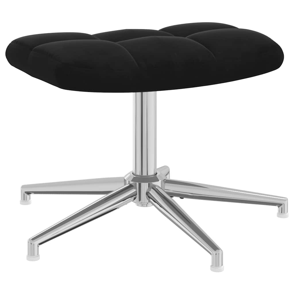 Chaise de relaxation avec tabouret Noir Velours - XIOS