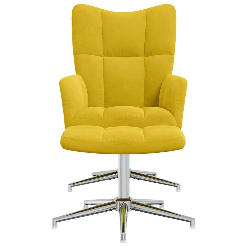 Chaise de relaxation avec tabouret Jaune moutarde Velours - XIOS