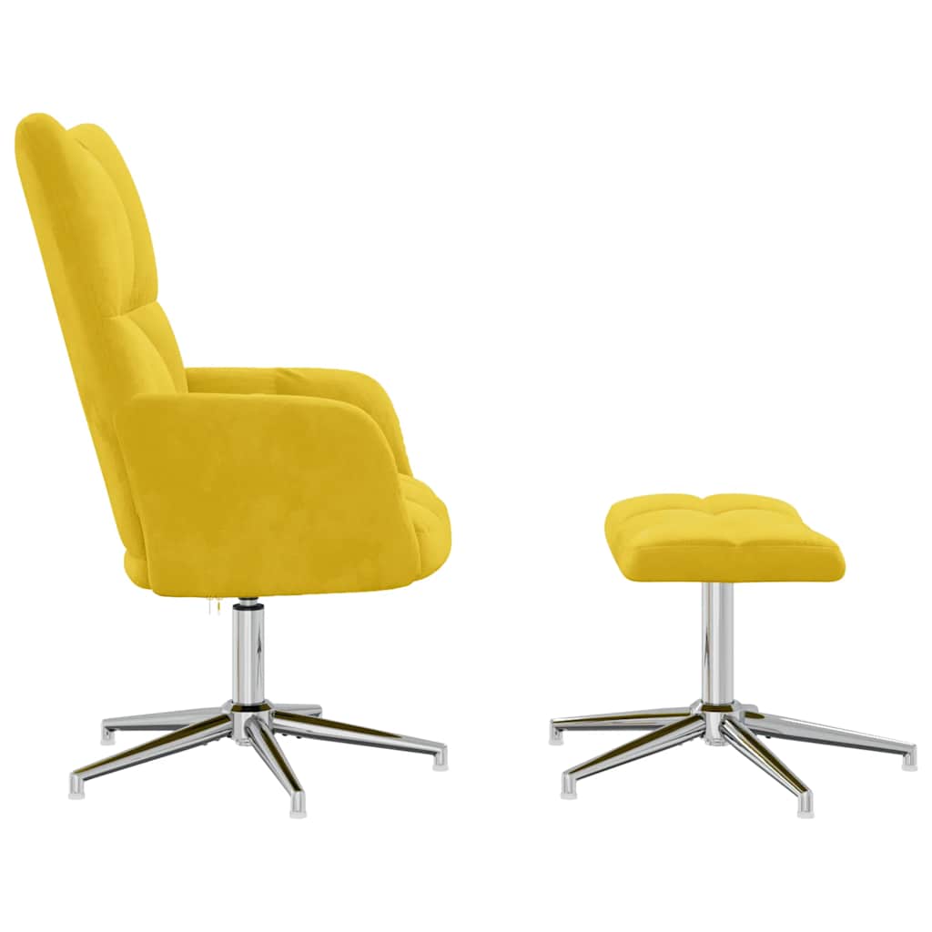Chaise de relaxation avec tabouret Jaune moutarde Velours - XIOS