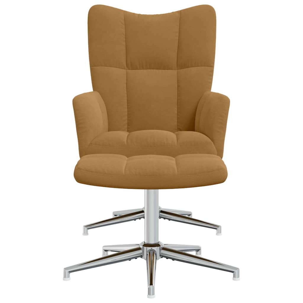 Chaise de relaxation avec tabouret Marron Velours - XIOS