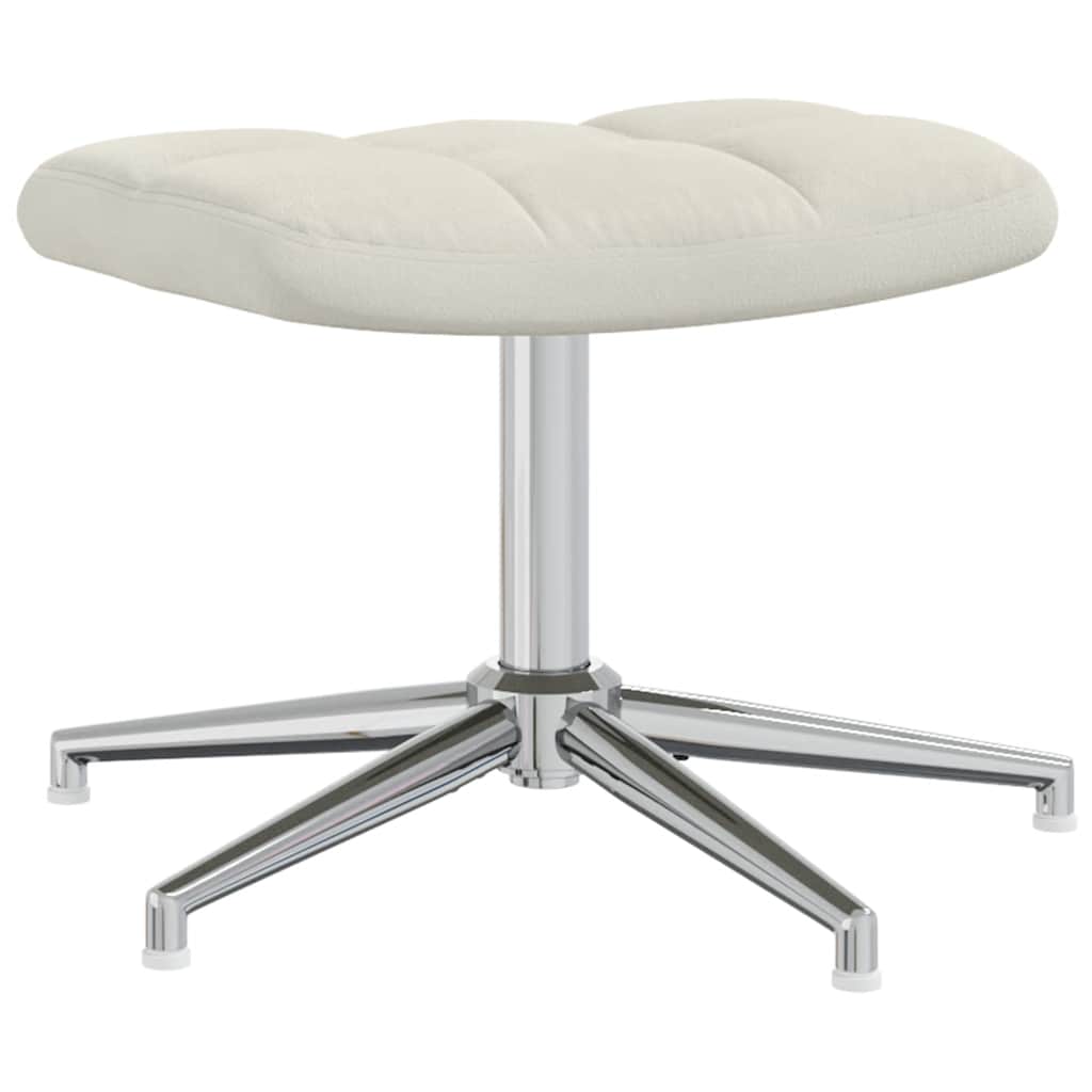Chaise de relaxation avec tabouret Blanc crème Velours - XIOS