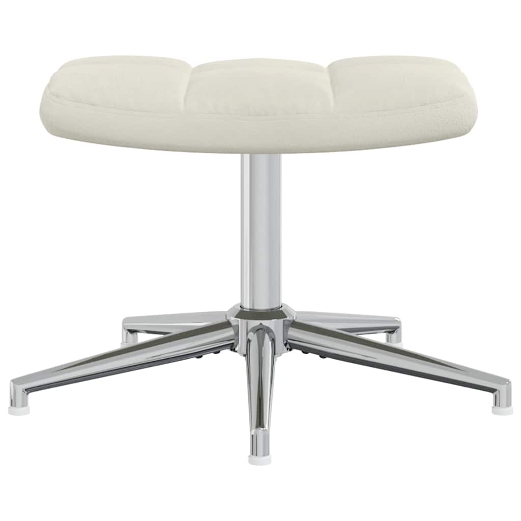 Chaise de relaxation avec tabouret Blanc crème Velours - XIOS