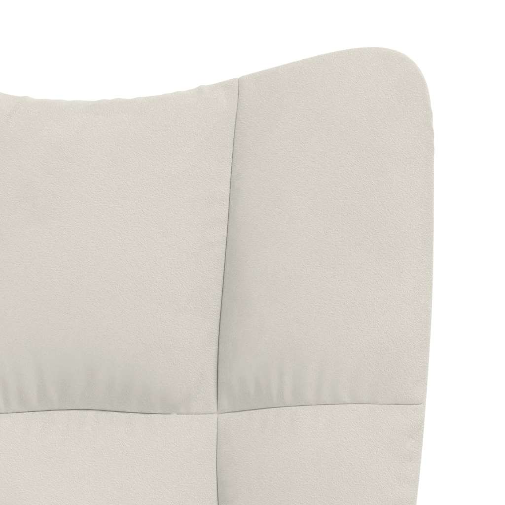 Chaise de relaxation avec tabouret Blanc crème Velours - XIOS