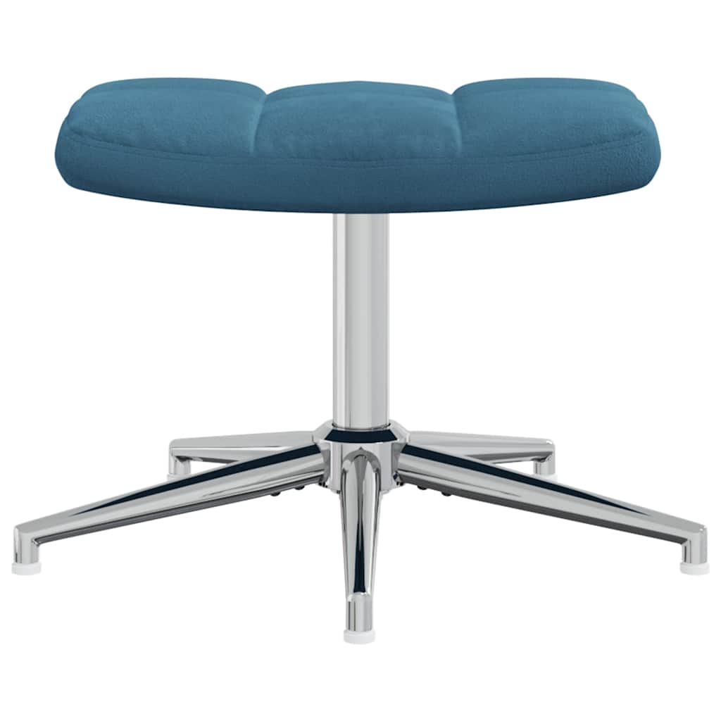 Chaise de relaxation avec tabouret Bleu Velours - XIOS