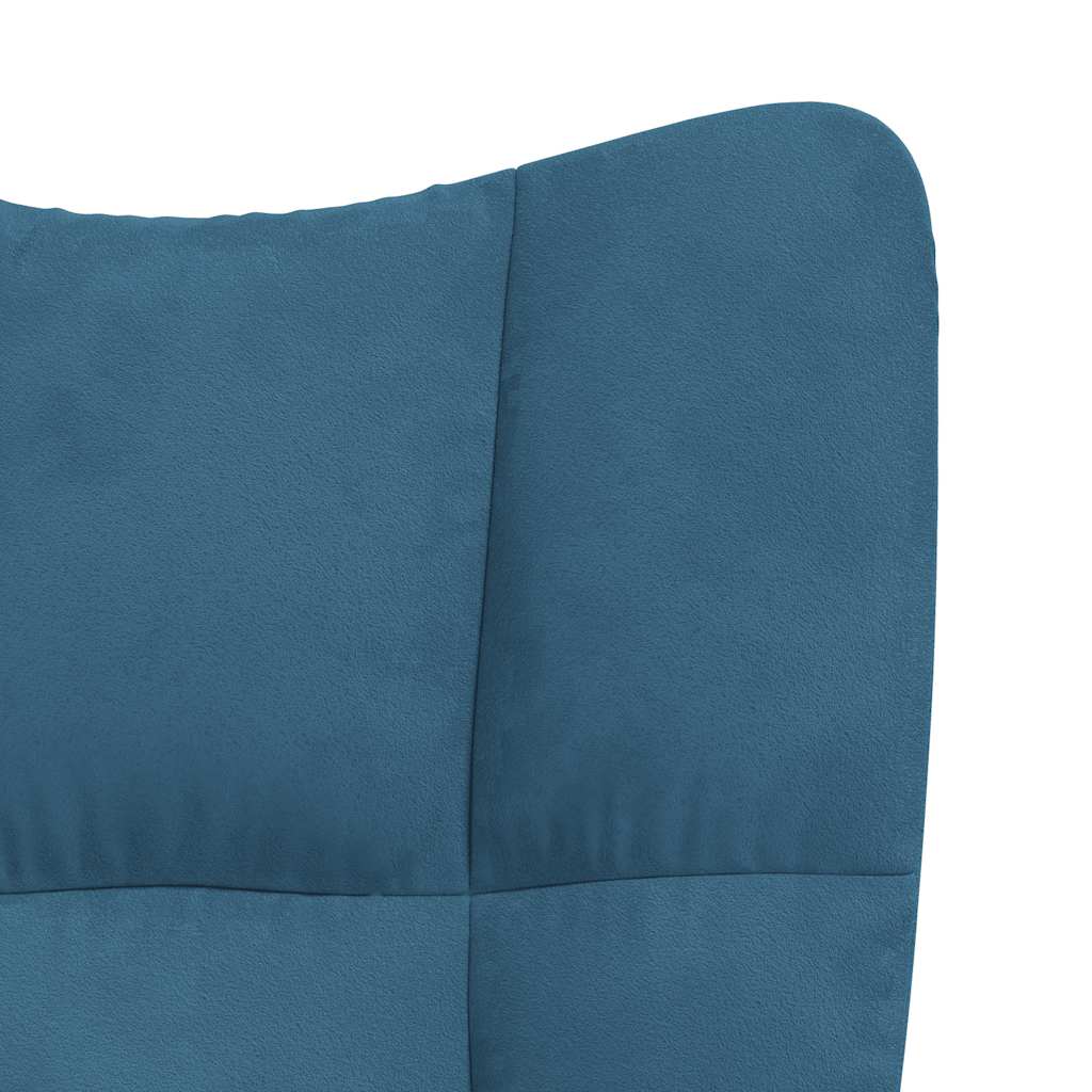 Chaise de relaxation avec tabouret Bleu Velours - XIOS
