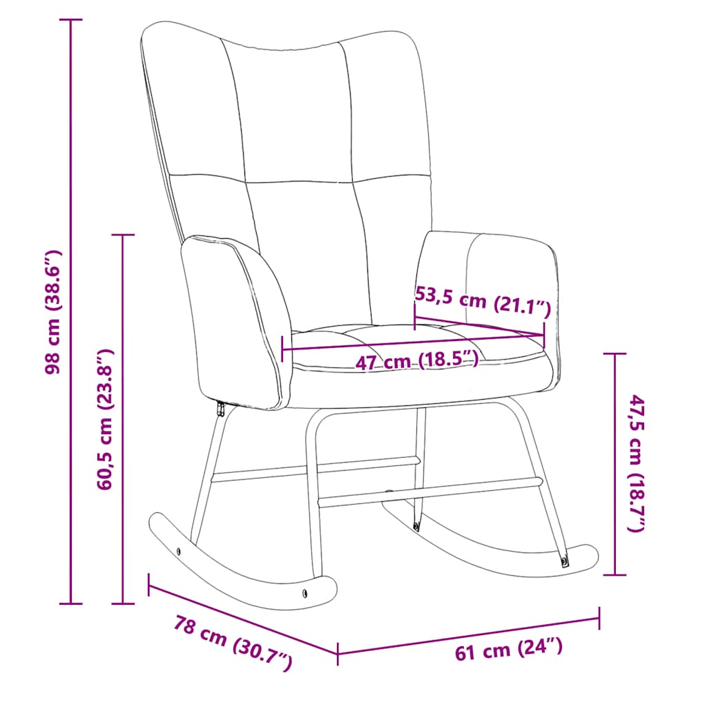 Chaise à bascule Blanc crème Velours - XIOS