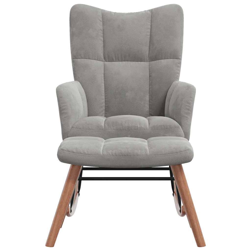 Chaise à bascule avec repose-pied Gris clair Velours - XIOS