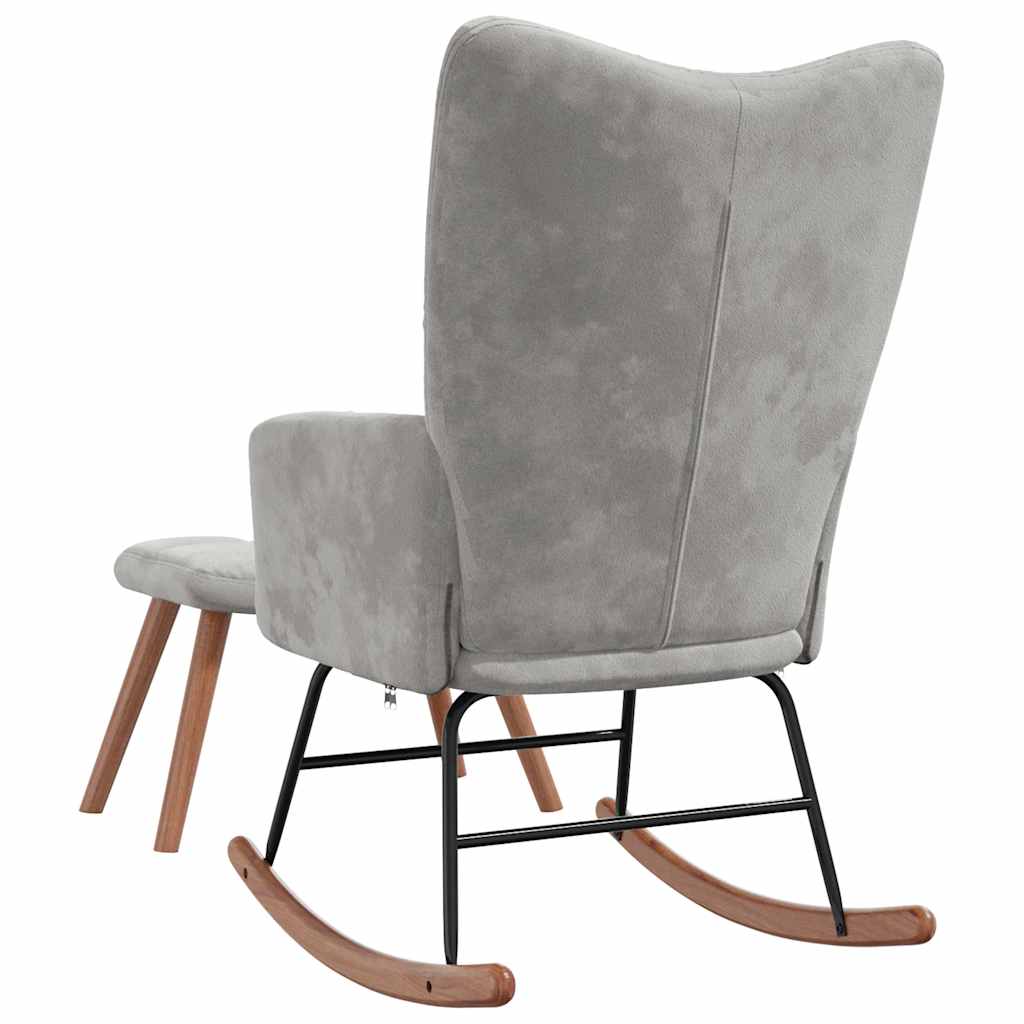 Chaise à bascule avec repose-pied Gris clair Velours - XIOS
