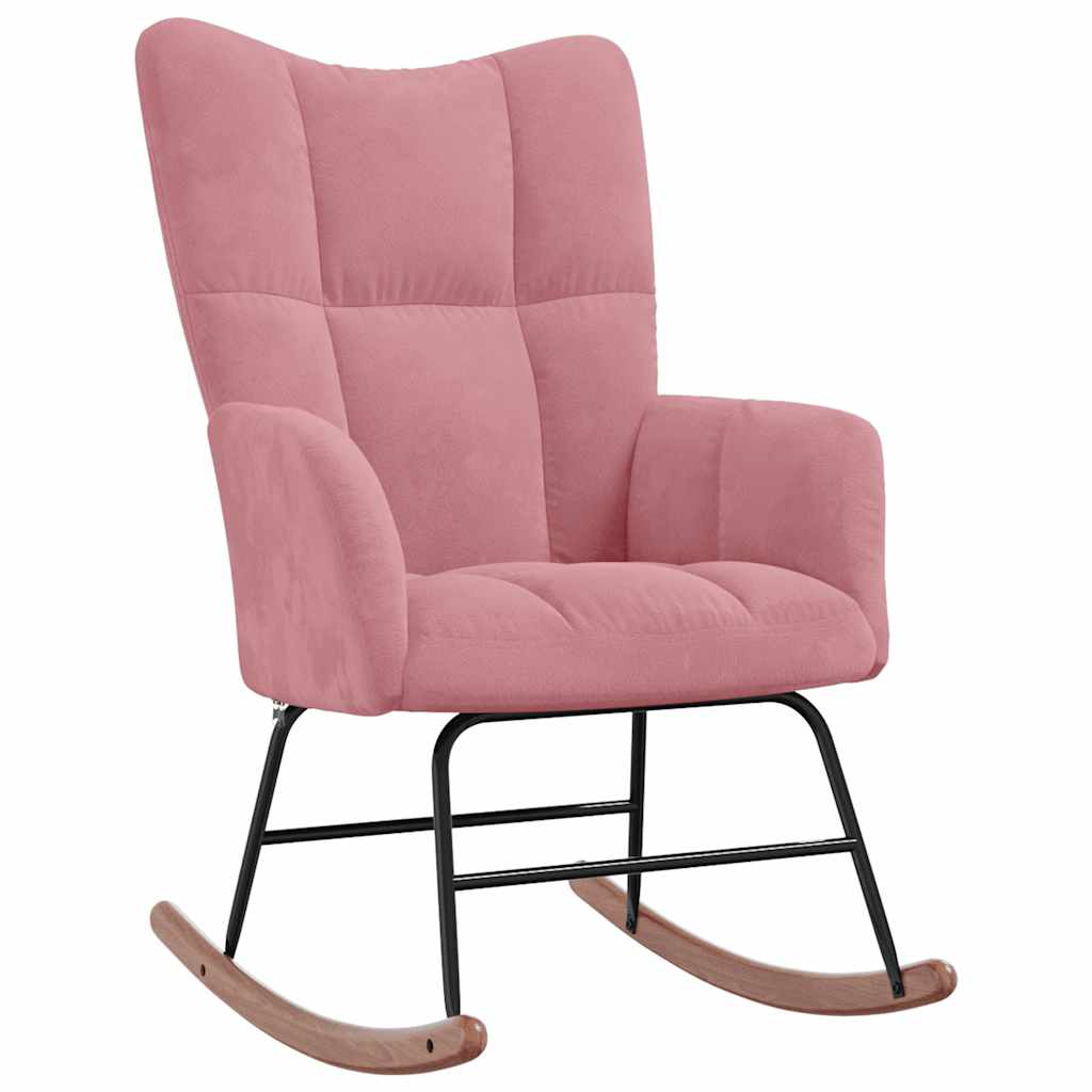 Chaise à bascule avec repose-pied Rose Velours - XIOS