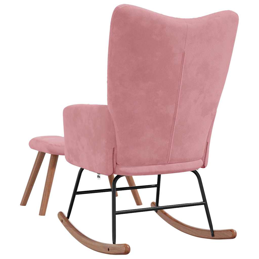 Chaise à bascule avec repose-pied Rose Velours - XIOS