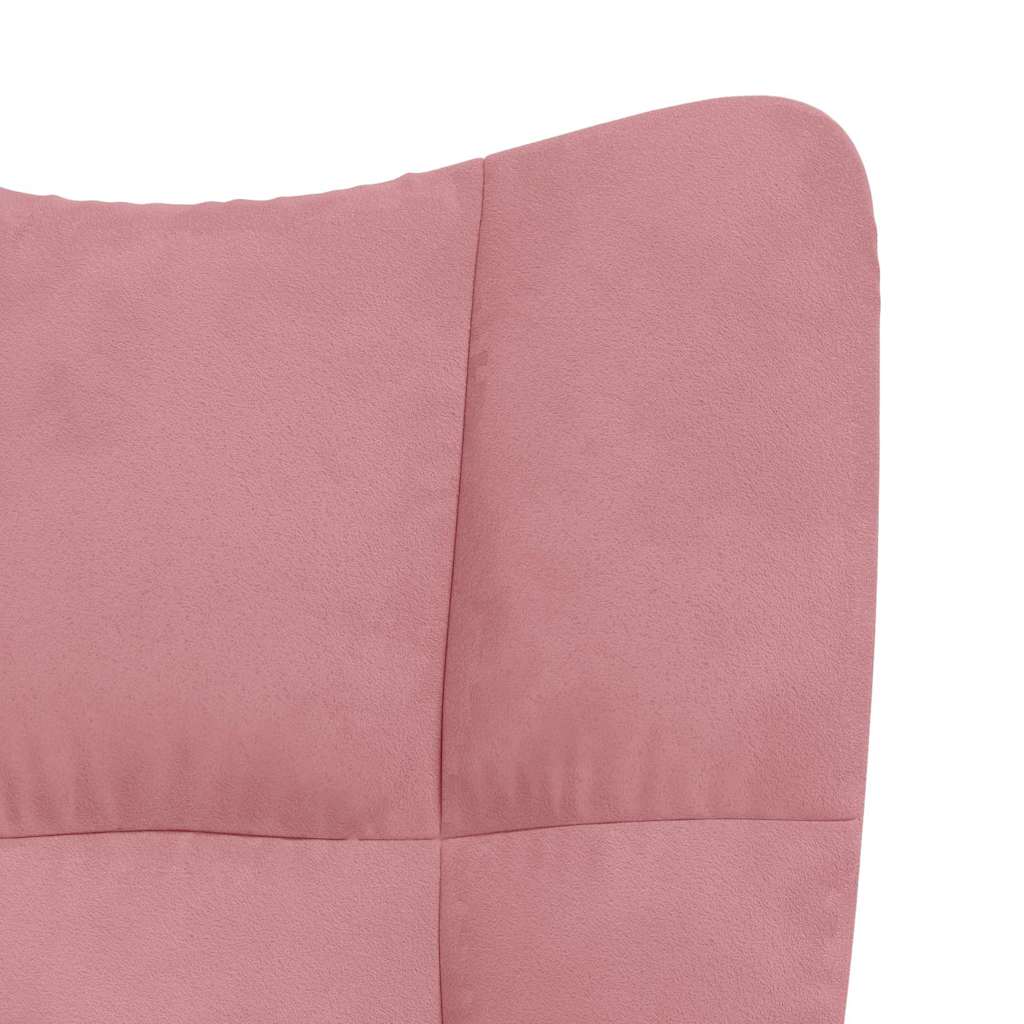 Chaise à bascule avec repose-pied Rose Velours - XIOS