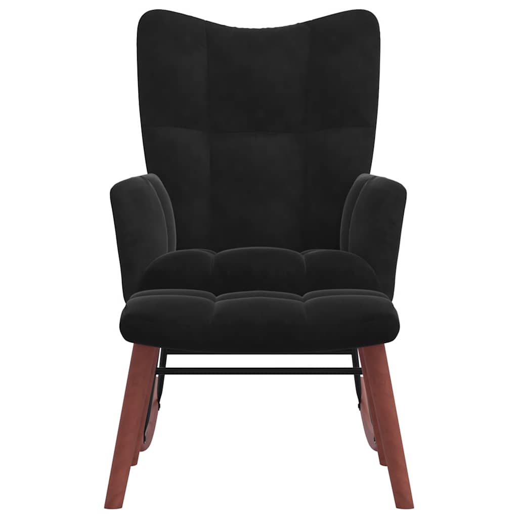 Chaise à bascule avec repose-pied Noir Velours - XIOS
