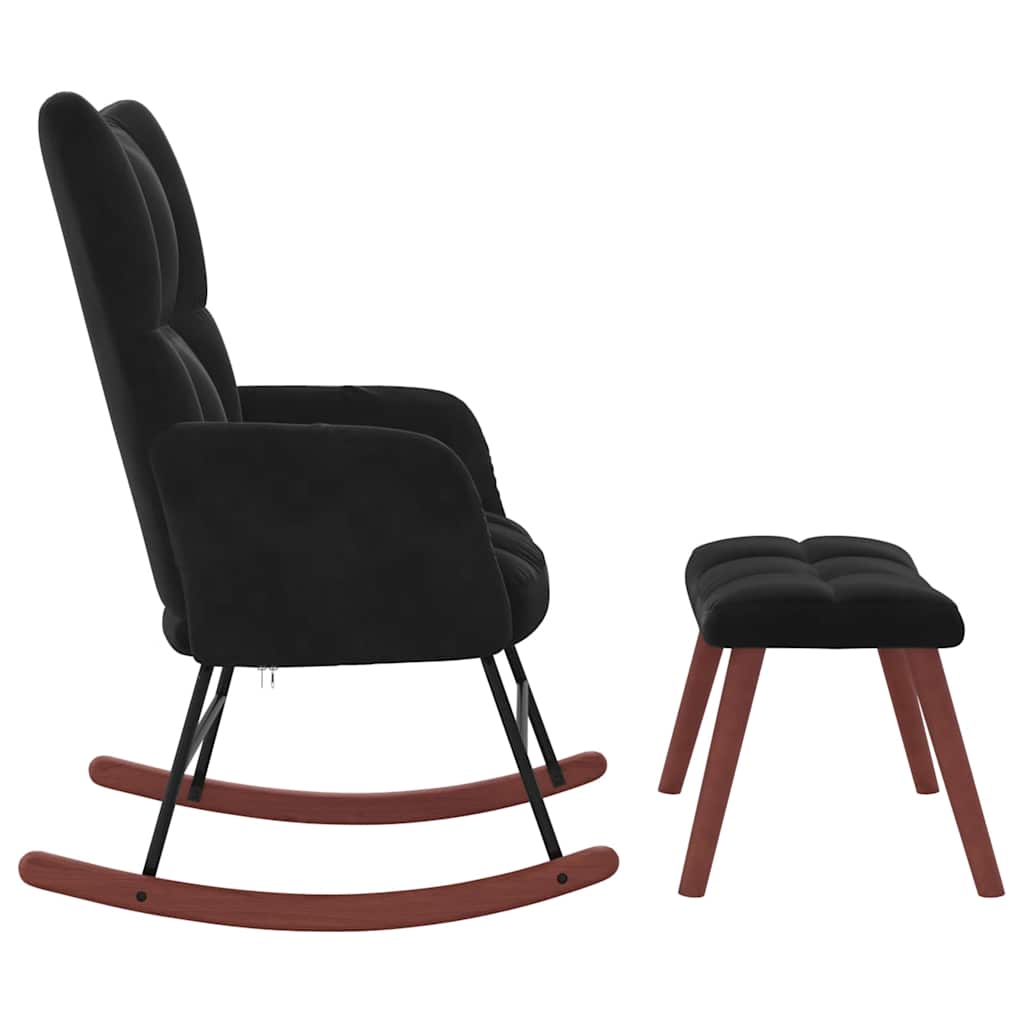 Chaise à bascule avec repose-pied Noir Velours - XIOS