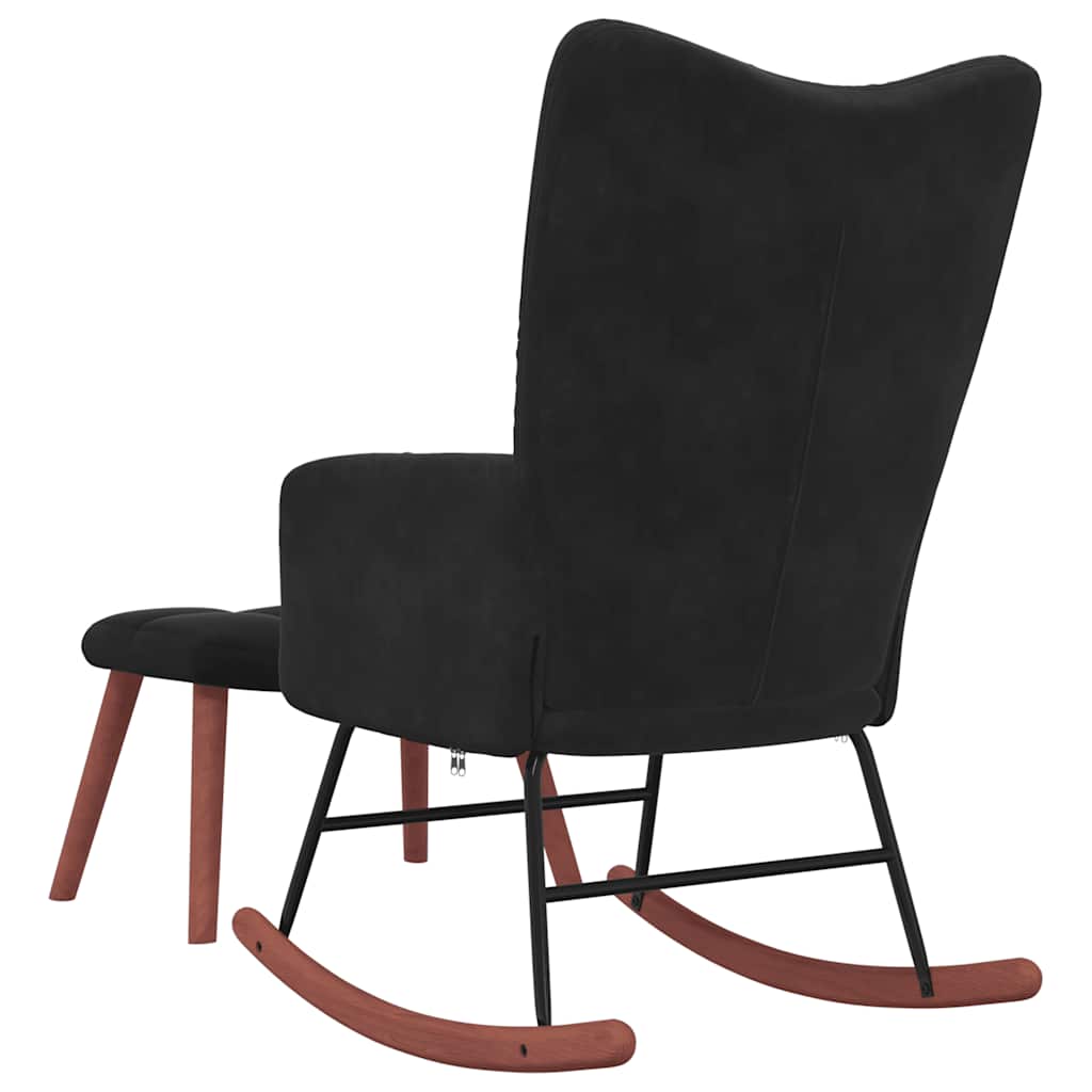 Chaise à bascule avec repose-pied Noir Velours - XIOS