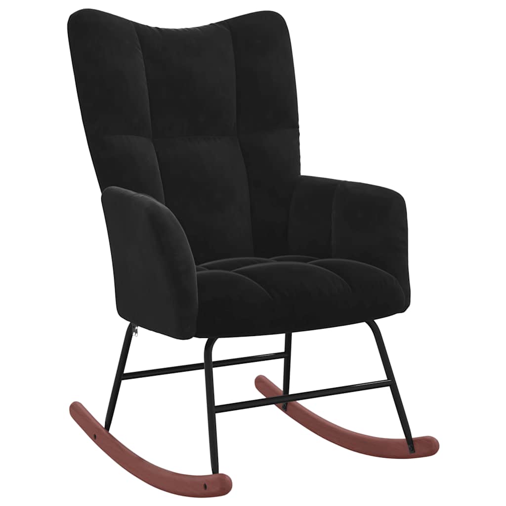 Chaise à bascule avec repose-pied Noir Velours - XIOS