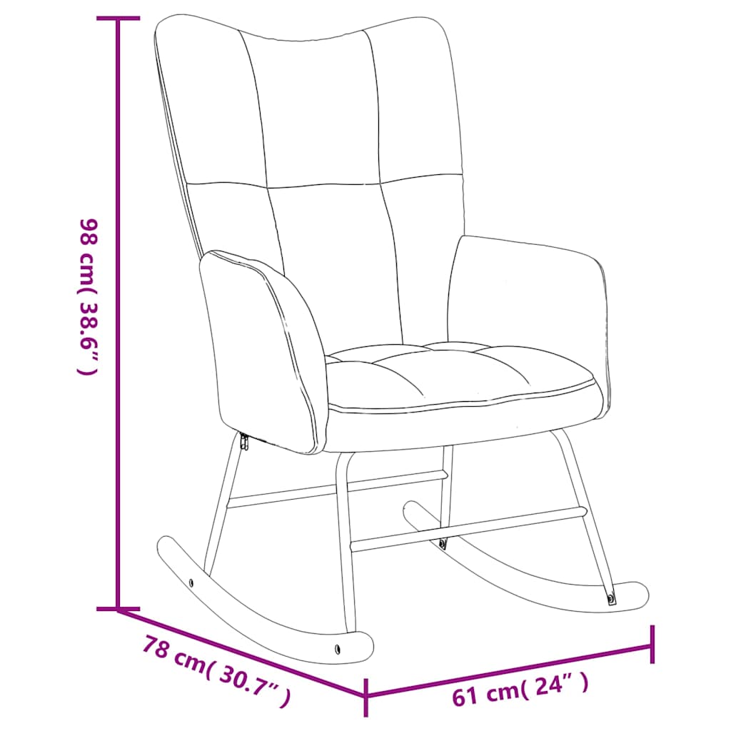 Chaise à bascule avec repose-pied Noir Velours - XIOS