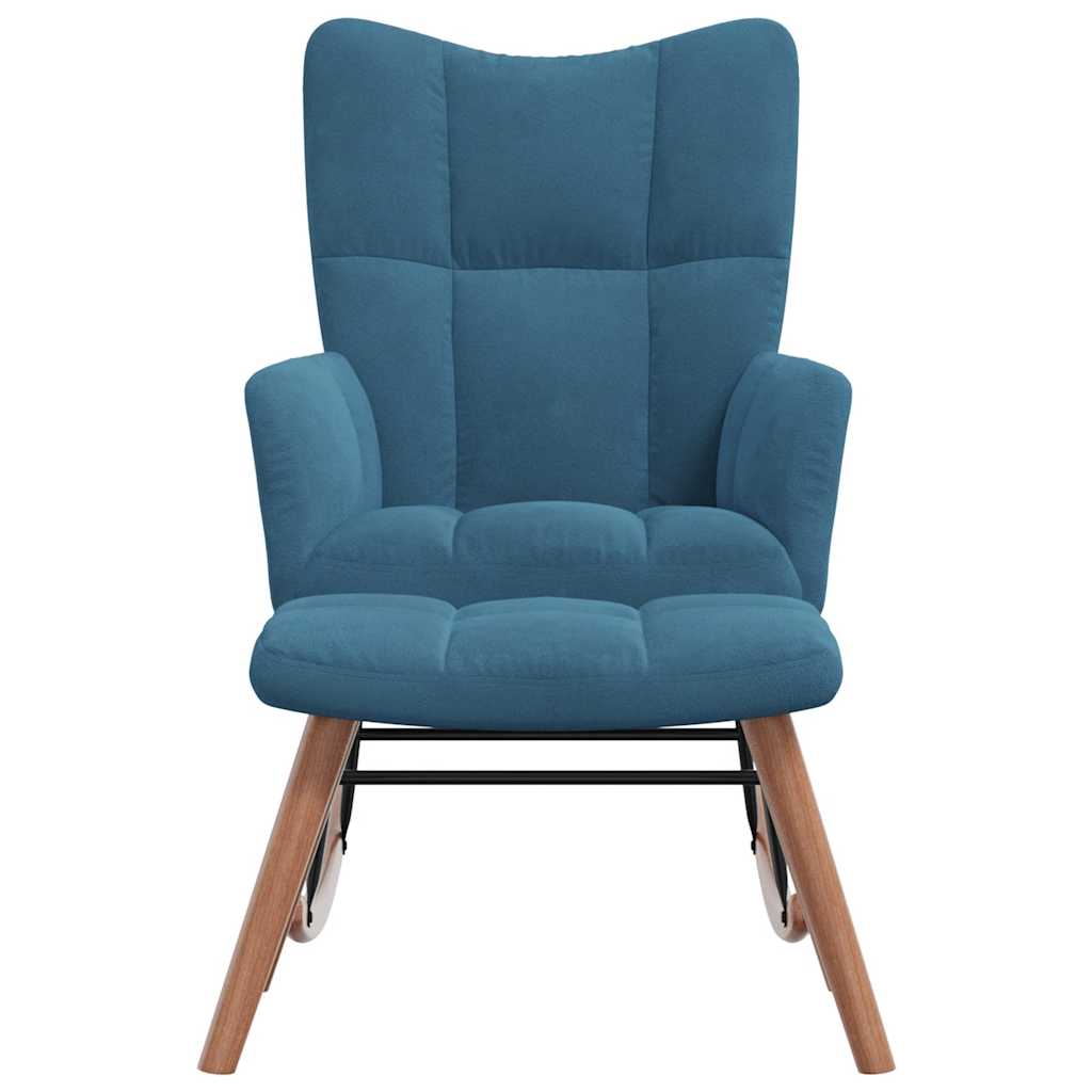 Chaise à bascule avec repose-pied Bleu Velours - XIOS