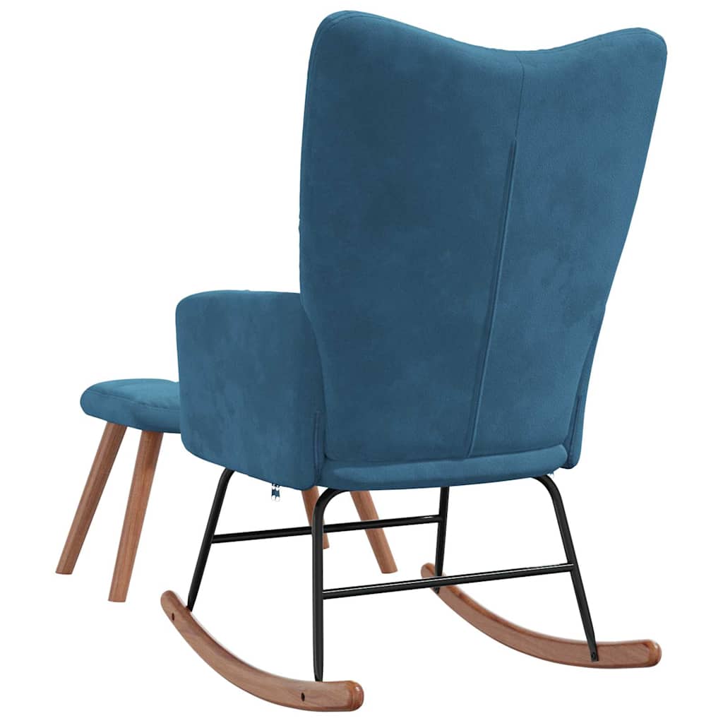 Chaise à bascule avec repose-pied Bleu Velours - XIOS