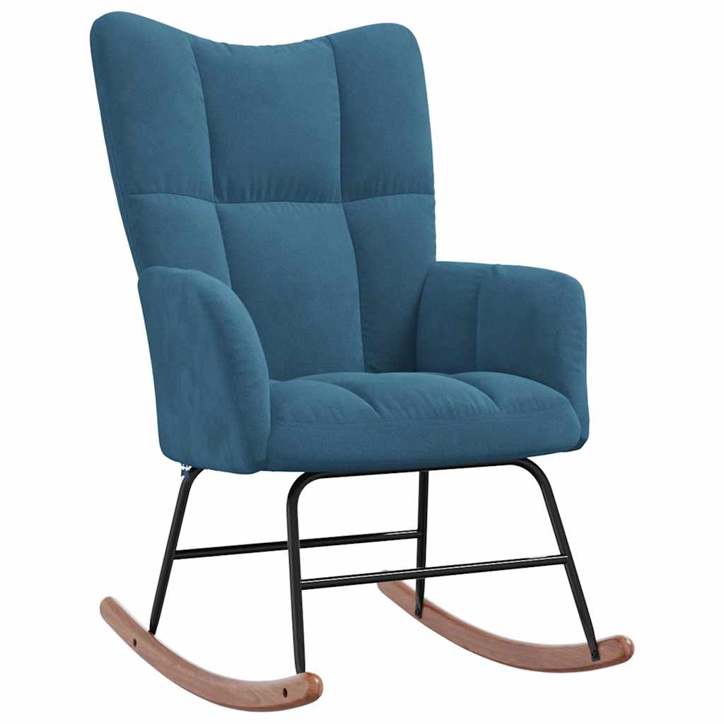 Chaise à bascule avec repose-pied Bleu Velours - XIOS