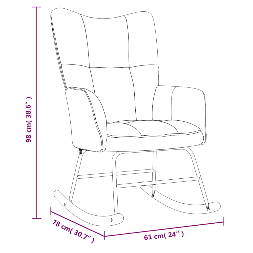 Chaise à bascule avec repose-pied Bleu Velours - XIOS