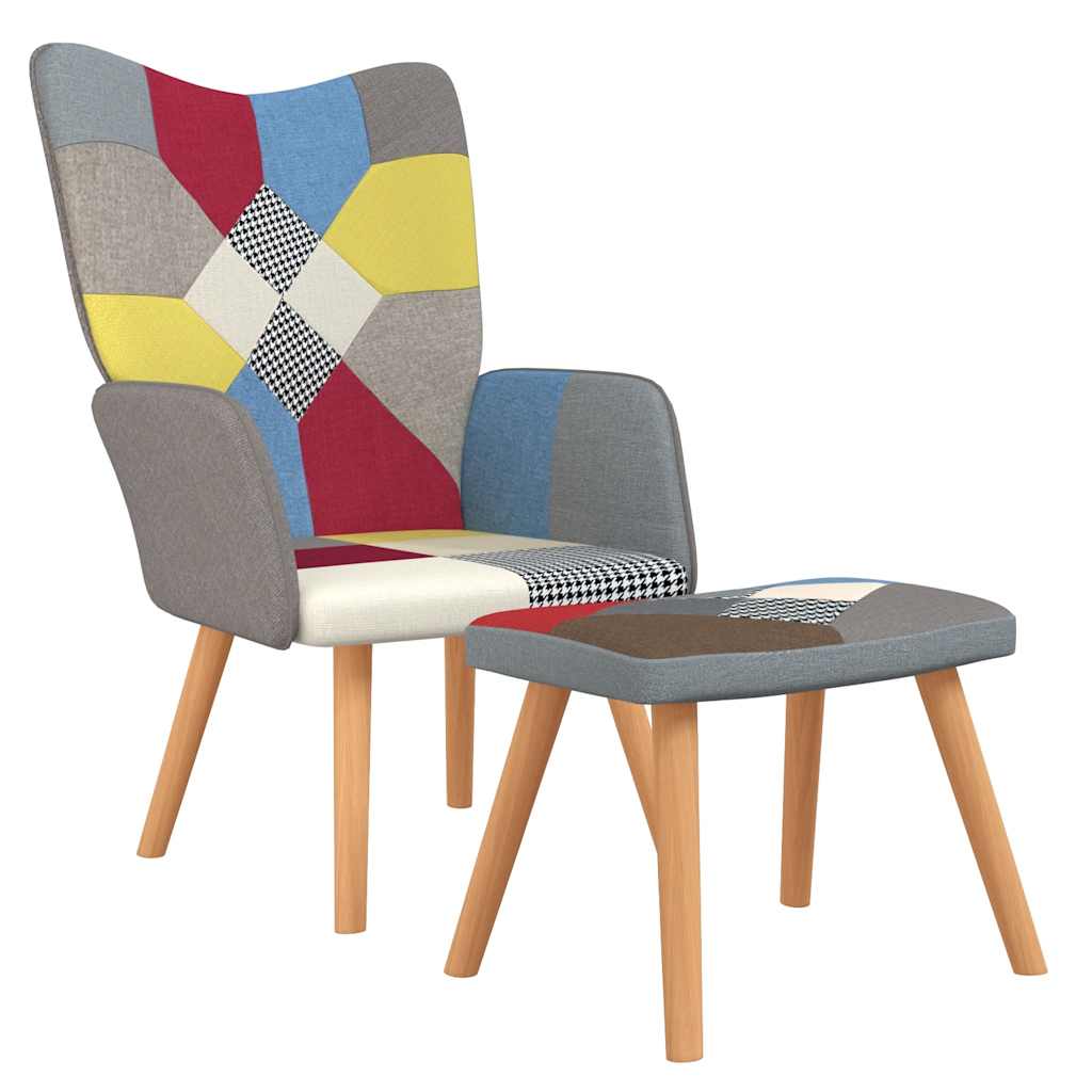 Chaise de relaxation avec repose-pied Patchwork Tissu - XIOS