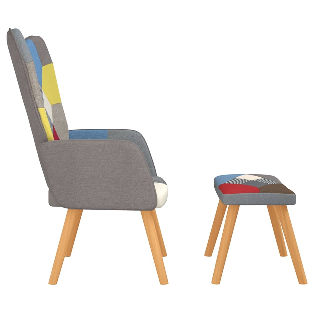 Chaise de relaxation avec repose-pied Patchwork Tissu - XIOS