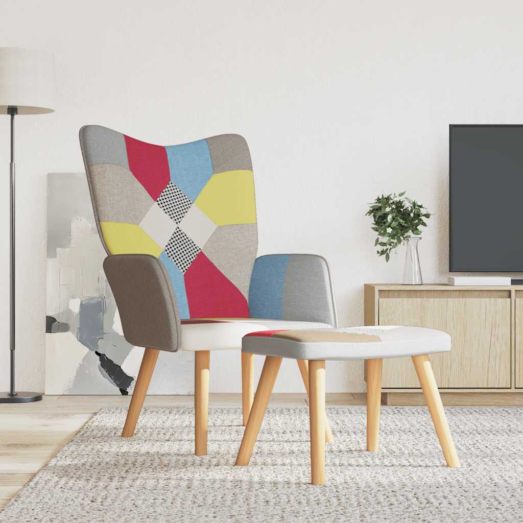 Chaise de relaxation avec repose-pied Patchwork Tissu - XIOS