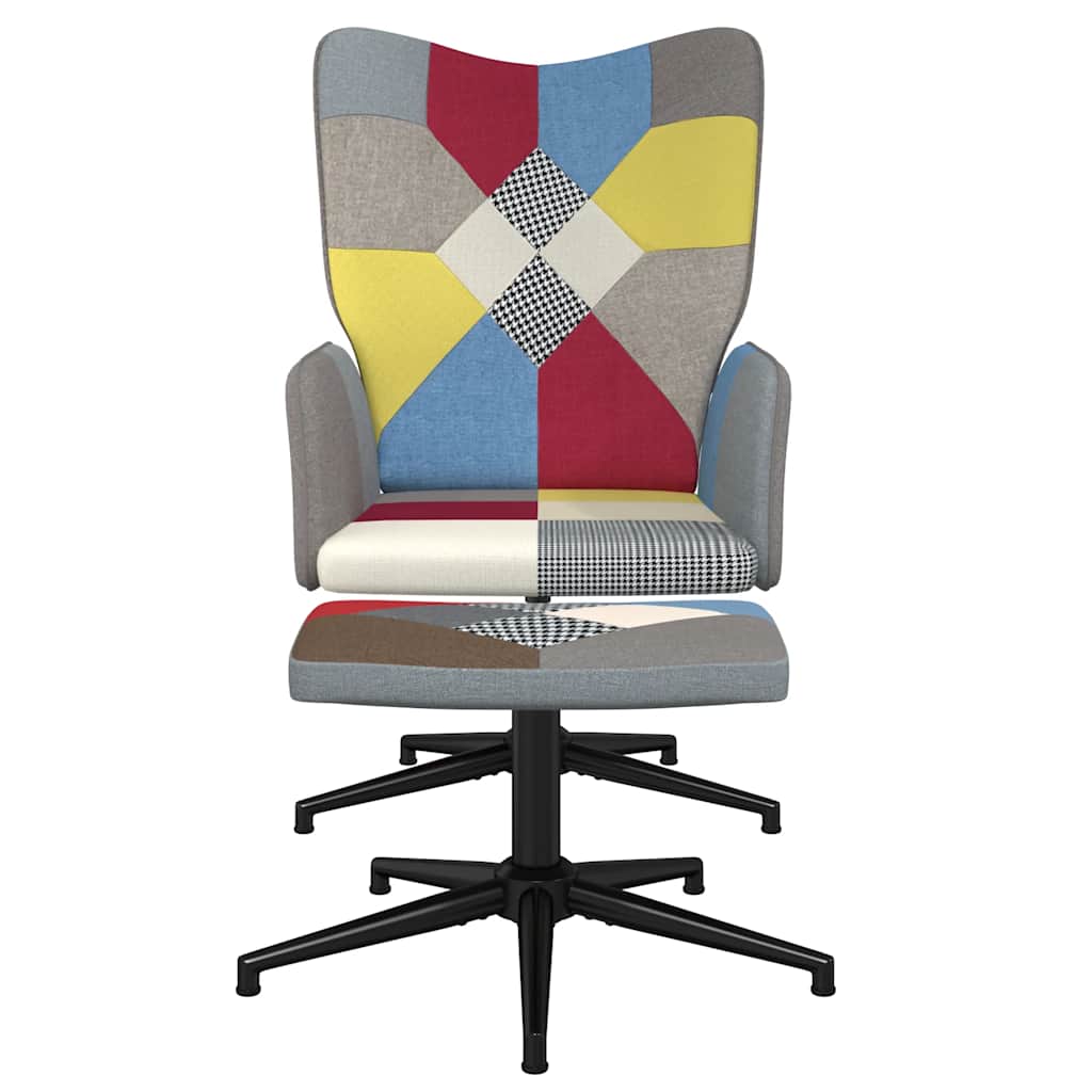 Chaise de relaxation avec repose-pied Patchwork Tissu - XIOS