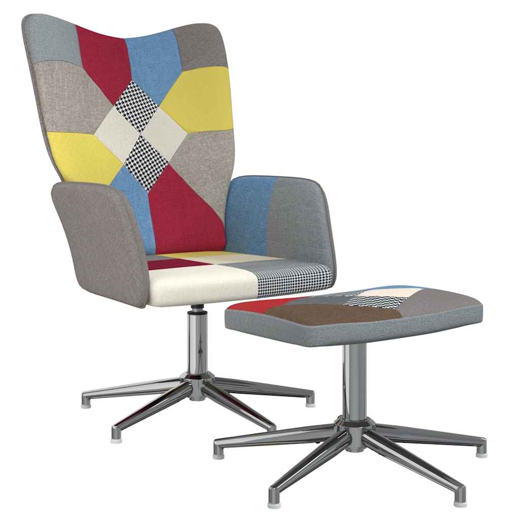 Chaise de relaxation avec tabouret Patchwork Tissu - XIOS
