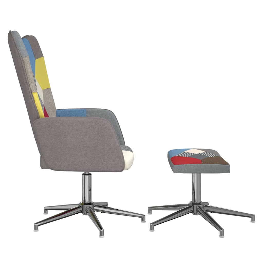 Chaise de relaxation avec tabouret Patchwork Tissu - XIOS
