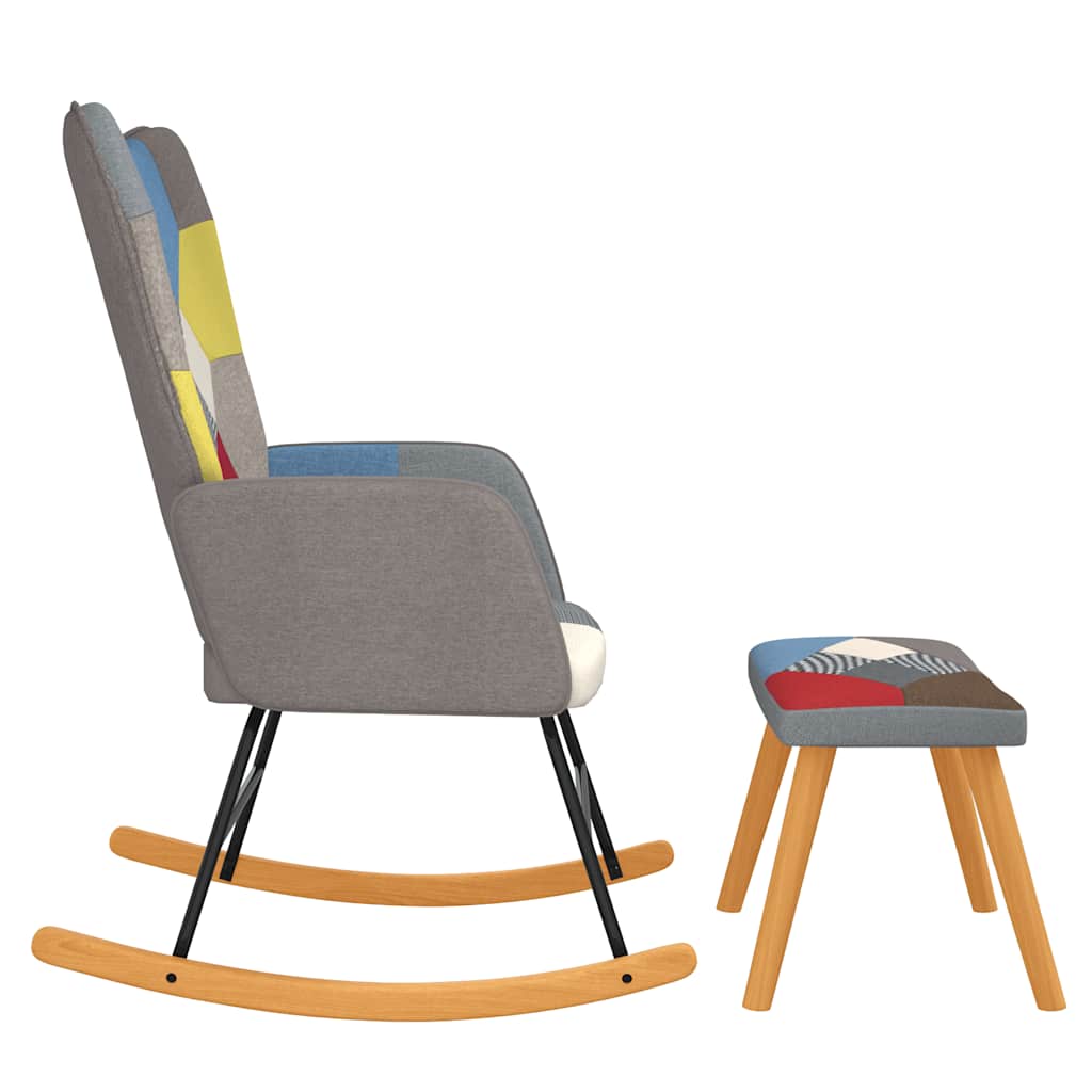 Chaise à bascule avec tabouret Patchwork Tissu - XIOS