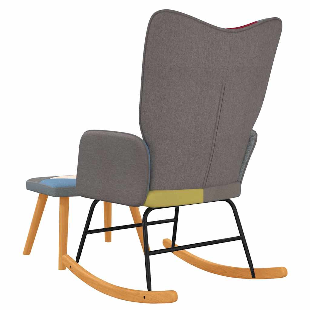 Chaise à bascule avec tabouret Patchwork Tissu - XIOS