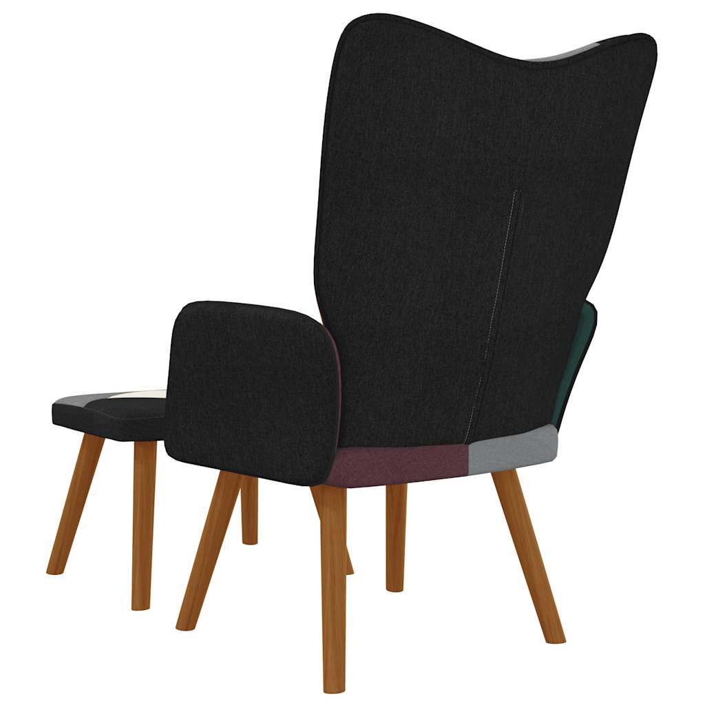 Chaise de relaxation avec repose-pied Patchwork Tissu - XIOS