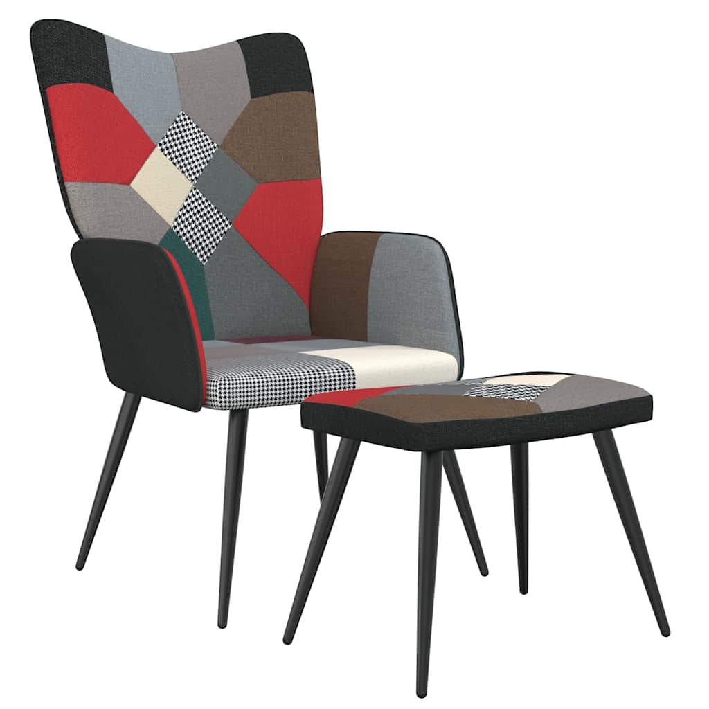 Chaise de relaxation avec tabouret Patchwork Tissu - XIOS