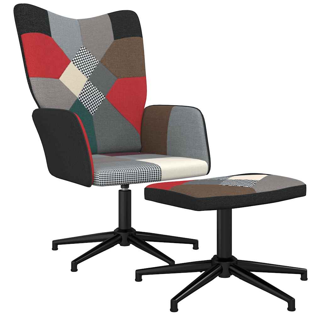 Chaise de relaxation avec tabouret Patchwork Tissu - XIOS