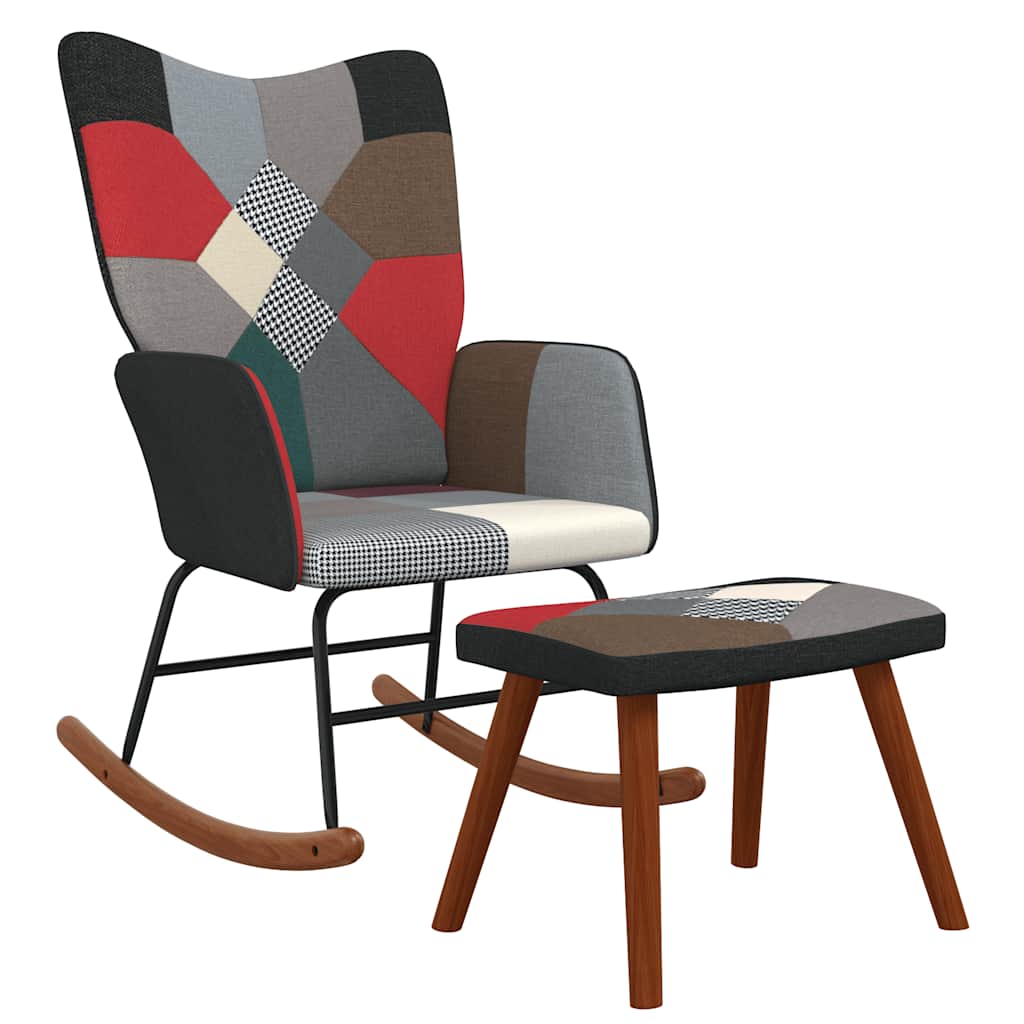 Chaise à bascule avec tabouret Patchwork Tissu - XIOS