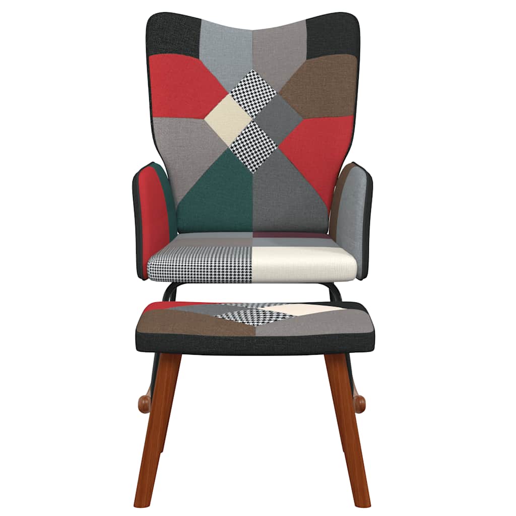 Chaise à bascule avec tabouret Patchwork Tissu - XIOS