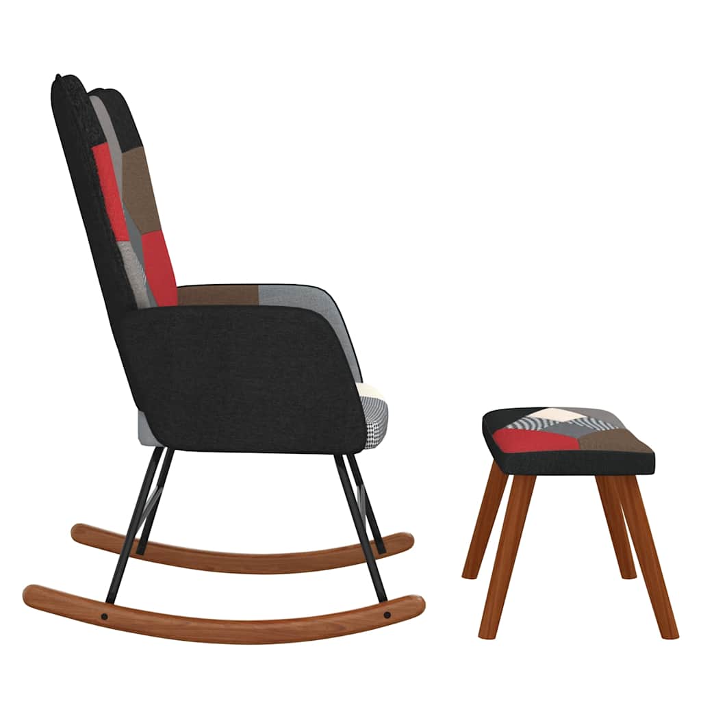 Chaise à bascule avec tabouret Patchwork Tissu - XIOS